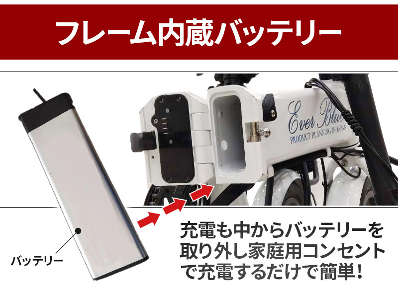 1円スタート！ 14インチ 折りたたみ フレーム内蔵バッテリー 24V7.8Ah 
