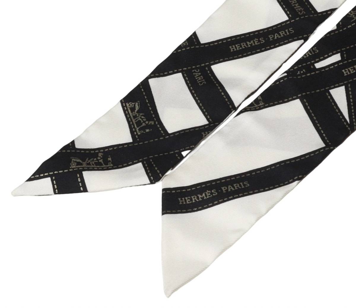 HERMES エルメス ツイリー ボルデュック スカーフ オレンジ白