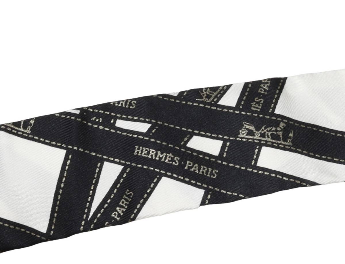 HERMES エルメス ツイリー ボルデュック スカーフ オレンジ白