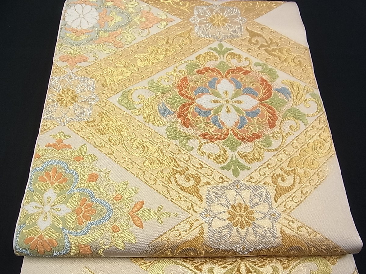 平和屋■極上　西陣　川島織物謹製　六通柄　本袋帯　唐織　花天井文　金糸　逸品　2s10301