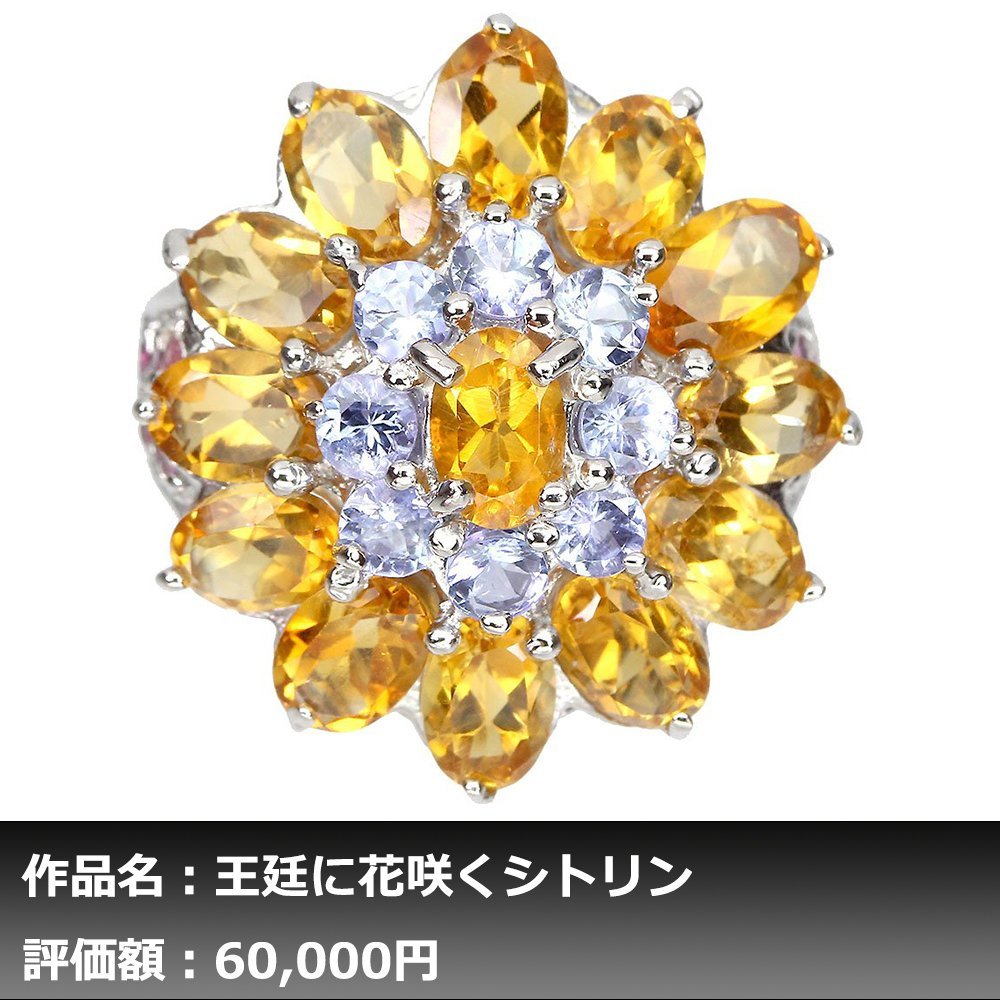 【1円新品】イケゾエガレ｜9.00ct 天然シトリン&ガーネット&タンザナイト K14WG仕上リング 19号｜作家モノ｜本物保証｜NGL鑑別対応
