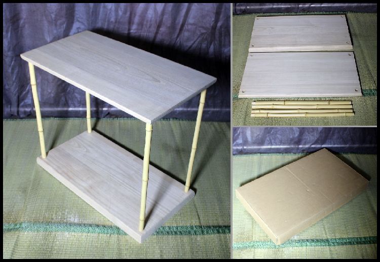 桐木地 竹台子 組立式 茶棚 茶道具 紙箱入 176 （普及品