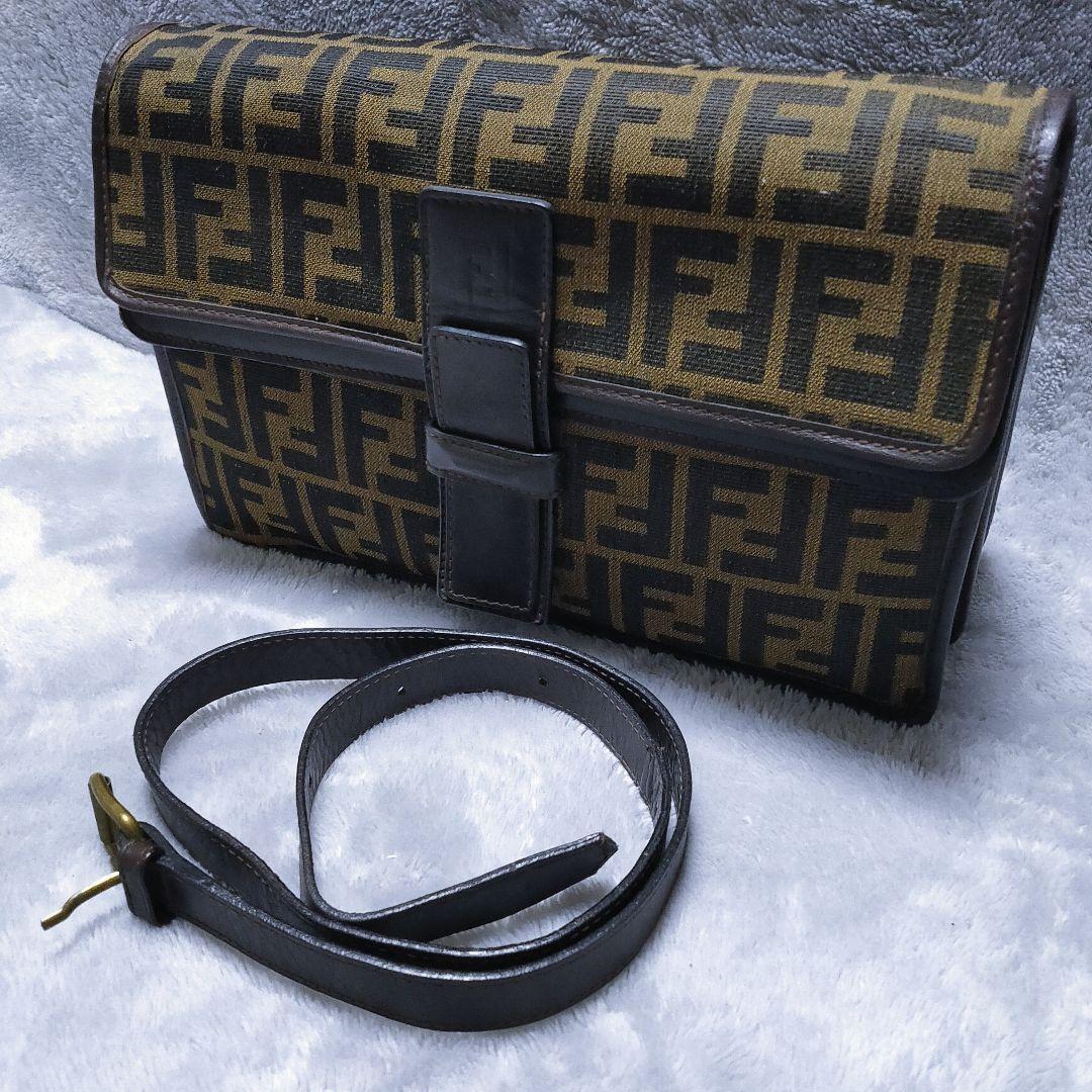 美品フェンディ　ショルダーバッグ　セカンドバッグ　ヴィンテージ　ズッカブラウン