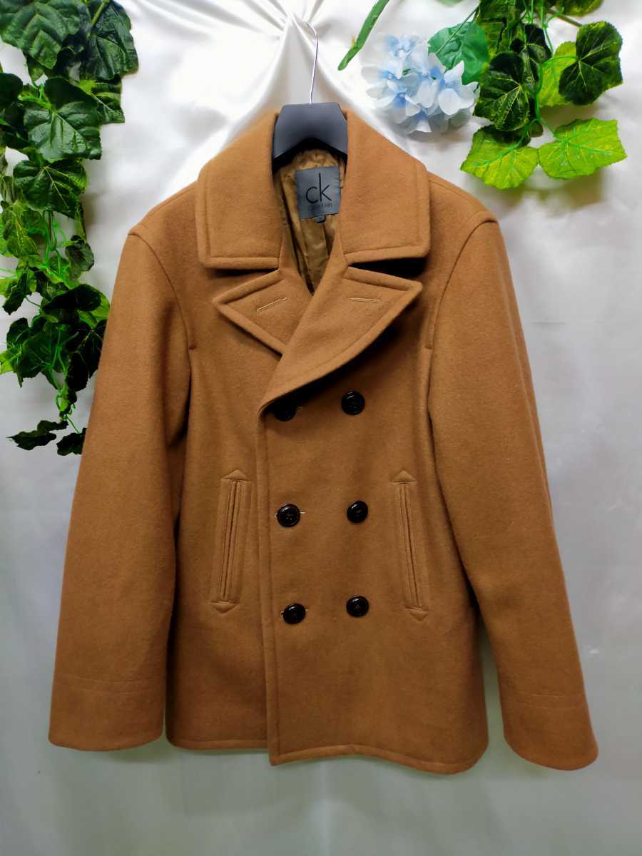 Calvin Klein (カルバンクライン) Pコート キャメル スタンドカラー 