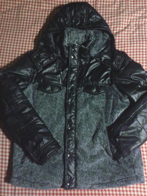 Santa fe サンタフェ 2way ナイロン ファー 切り替え ジャケット ベスト ブラック 中綿 ボア ダウン 黒 SANTAFE 黒