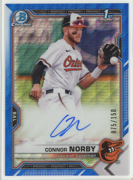 【Connor Norby】2021 Bowman Chrome Prospects 1st Bowman Auto Blue Wave Refractor 直書き 直筆サインカード ブルーリフ 150枚限定 0 Bowman Chrome eBay Autos, #BCP-87