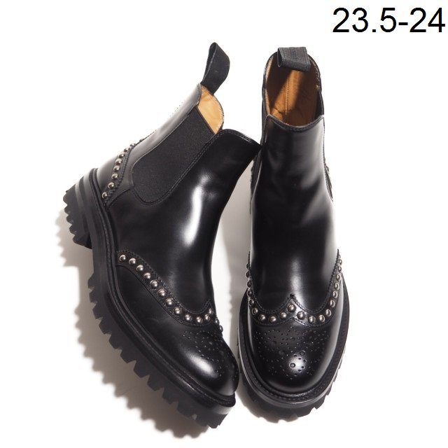 K7540P　▼Church's チャーチ Drawer ドゥロワー▼　21AW ELAINE スタッズ サイドゴアブーツ 黒 37/23.5～24cm チェルシー 秋～春 rb mks