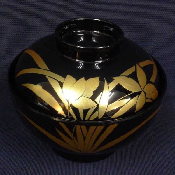 X744 新品未使用 天然木製 会津塗 特撰漆器 金蒔絵 蓋付き 御吸物椀 汁