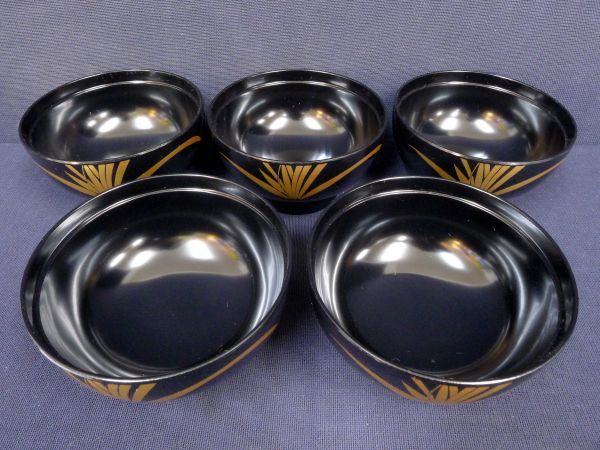 X744 新品未使用 天然木製 会津塗 特撰漆器 金蒔絵 蓋付き 御吸物椀 汁