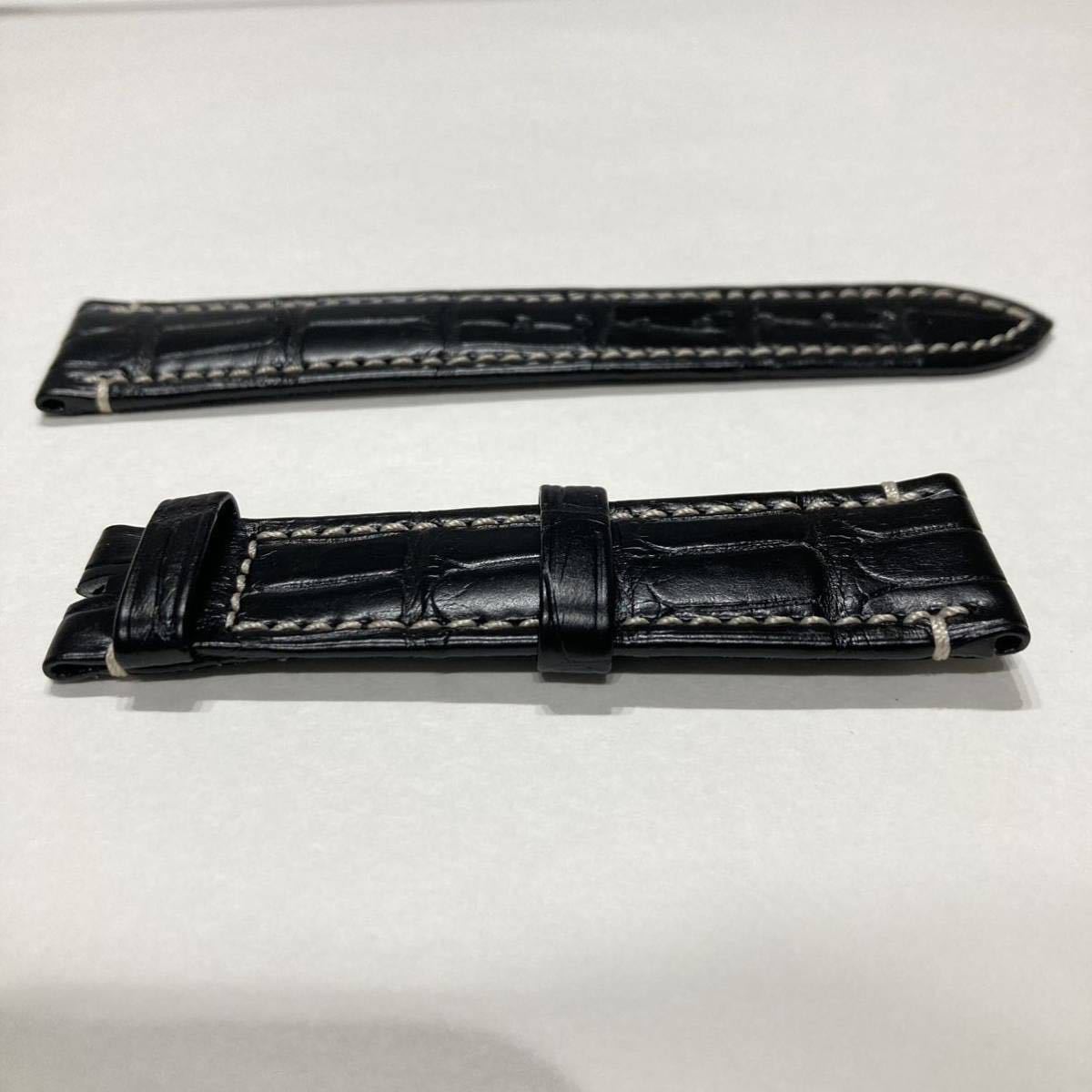 ゼニス 純正アリゲーターベルト 21mm-18mm 黒 ZENITH（ゼニス ）純正品 革ベルト（ワニ系）アリゲーター・クロコ 21
