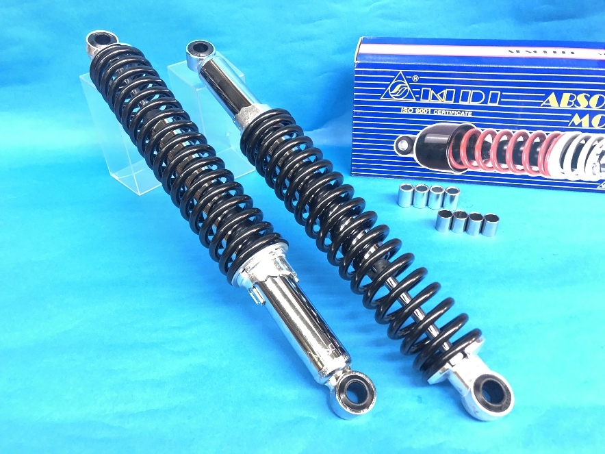 *新品送料無料 TL125 '83-'92　MDI スリム サスペンション シングル 385mm クローム/ブラック (06-71652-CB)