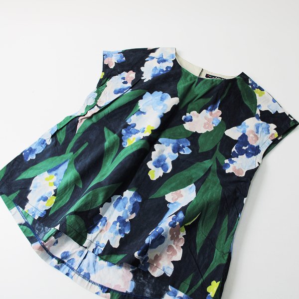 2019SS pal'las palace パラスパレス 花柄 コットンフレンチスリーブブラウス 2/インディゴ ネイビー【2400013194242】