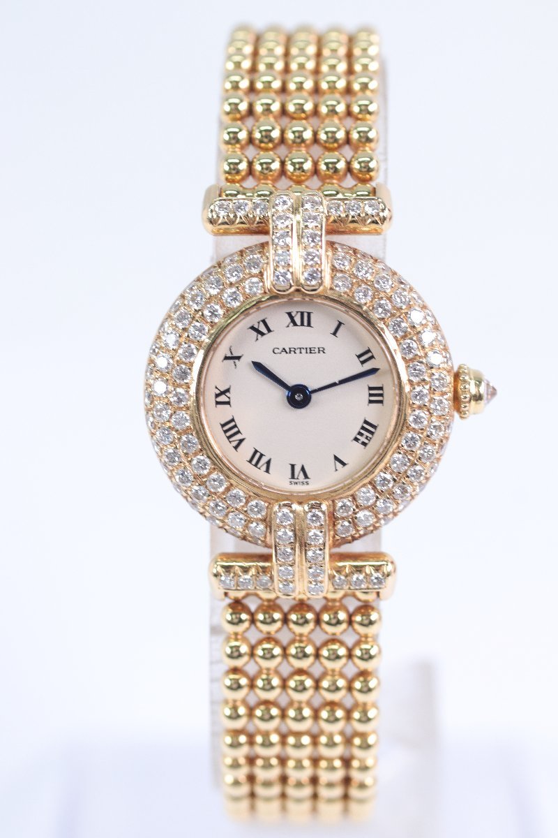 稼働品】Cartier カルティエ マストコリゼ K18YG 金無垢 豪華ダイヤ