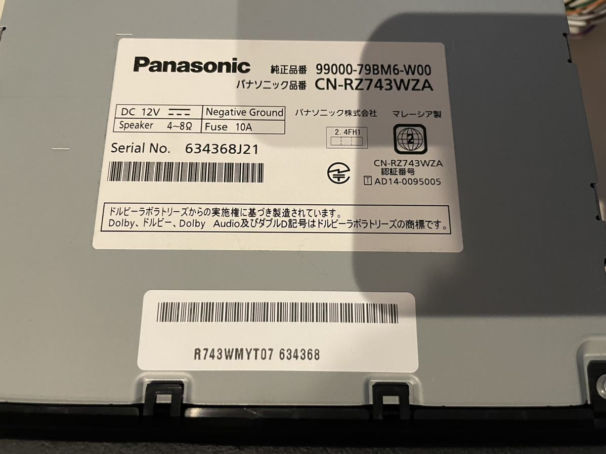 スズキ純正ナビ CN-RZ743WZA パナソニック Bluetooth DVD TV 