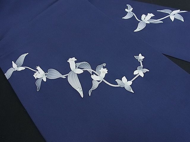 平和屋着物□極上 本加賀友禅作家 由水煌人 塩瀬 九寸名古屋帯 枝花文