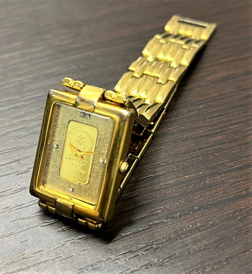 #1858【ELGIN USA】『エルジン 純金スイスインゴットウォッチ』（K24インゴット:1g） メンズ FK-577-R [GOLD999.9」24金 腕時計【中古】