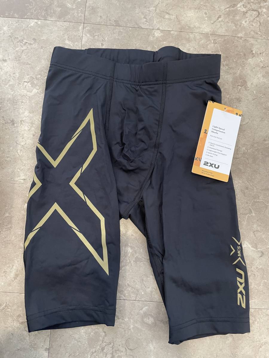 ２ＸＵ　メンズ　ライトスピード　コンプレッション　タイツ　ランニング　ブラック/ゴールド　ＸＳ　ＭＡ５３３１Ｂ
