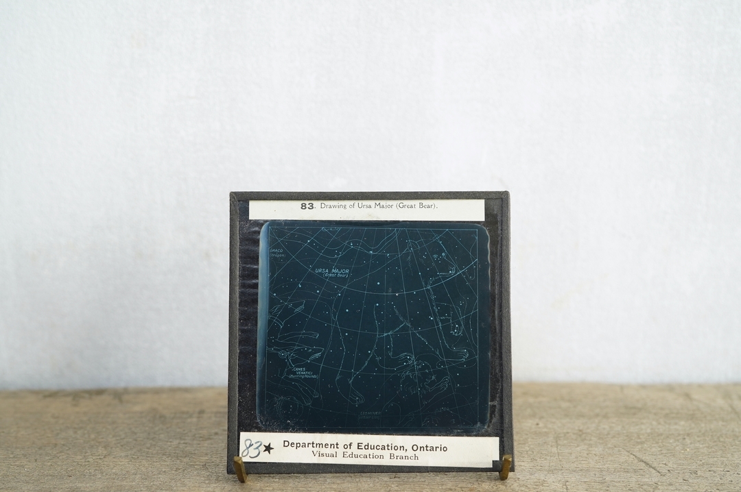 【アンティーク天文スライド 星座 おおぐま座 天文学 古道具】ブロカント ビンテージ 天体観測 宇宙 インテリア レトロ ガラス オブジェ