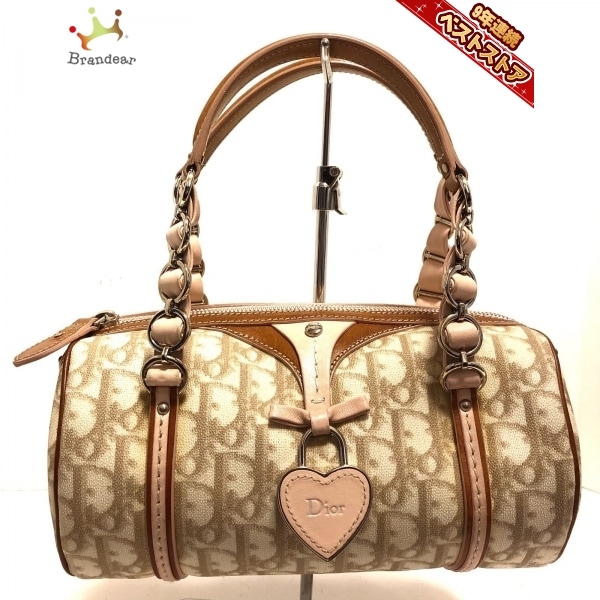 ディオール/クリスチャンディオール DIOR/ChristianDior ハンドバッグ トロッター PVC(塩化ビニール)×レザー ベージュ×白×ピンク バッグ