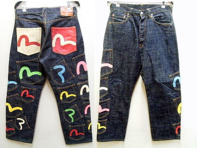 EVISUジーンズ メニーポケット2001 W32 (USED) EVISU エヴィス メニーポケット EVISU（プリント メンズ エヴィスジーンズメニーポケット32×34