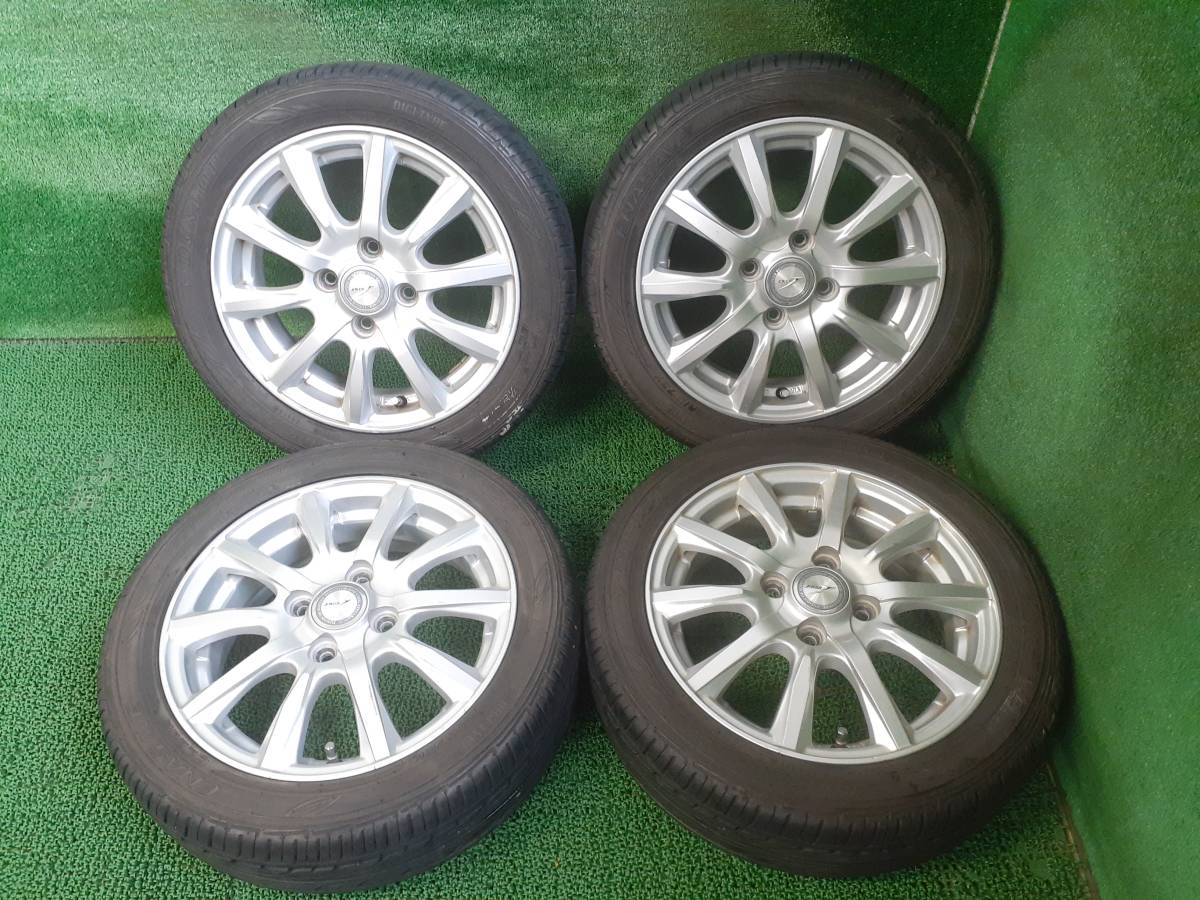 ダンロップ EC202 165/55R14 Weds Joker 14×4.5J +45 溝有タイヤ付汎用ホイール4本 中古 売切!!