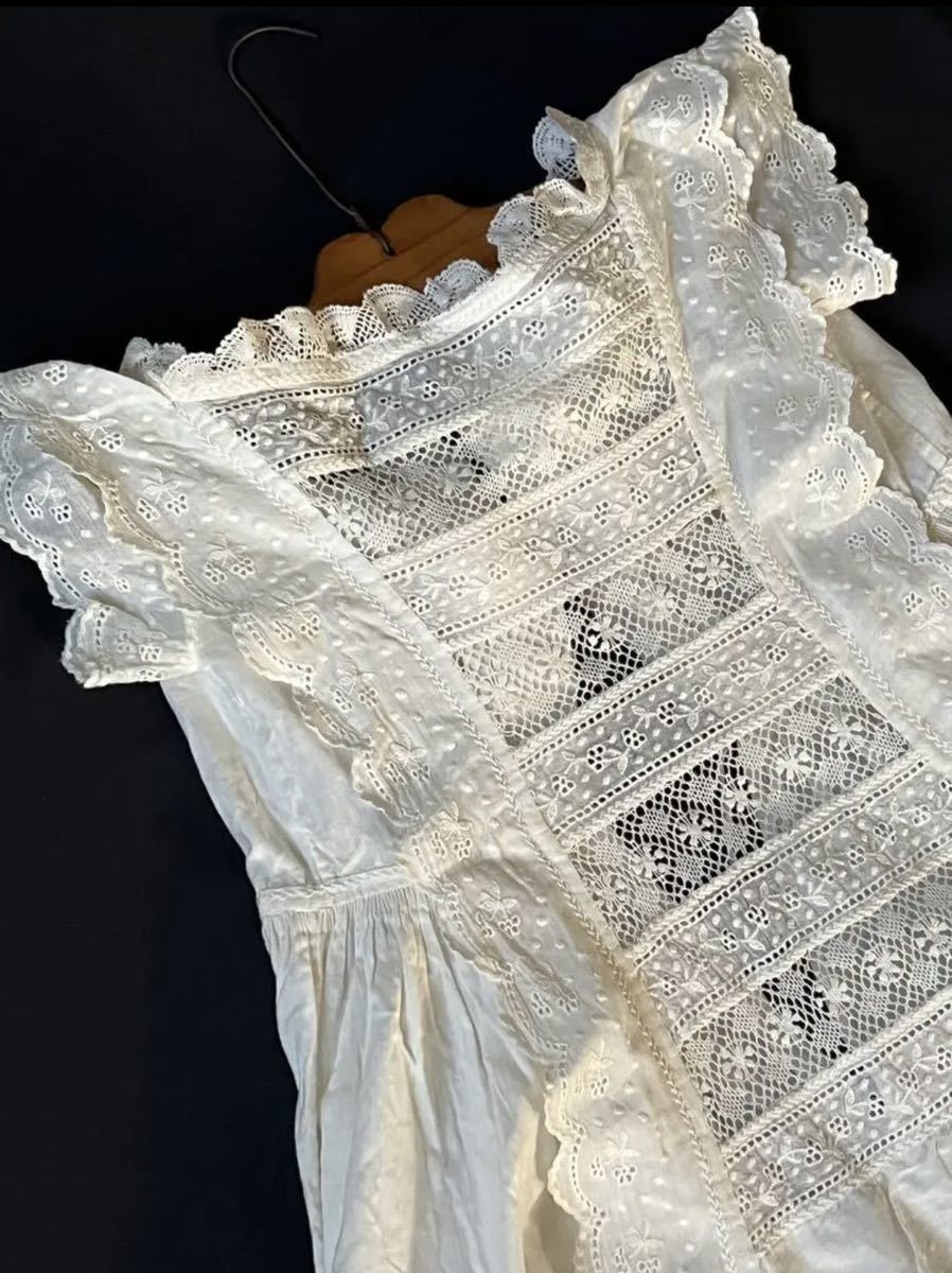 アンティーク フランス ロング ワンピース ドレス ベビー ドール