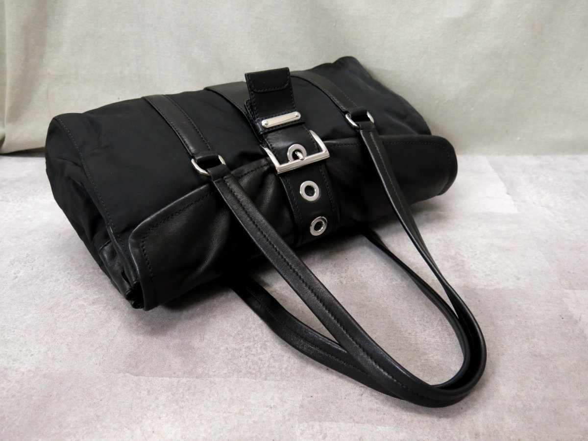 ○超美品○PRADA プラダ○メンズ○ポコノ ナイロン ラム レザー 本革 