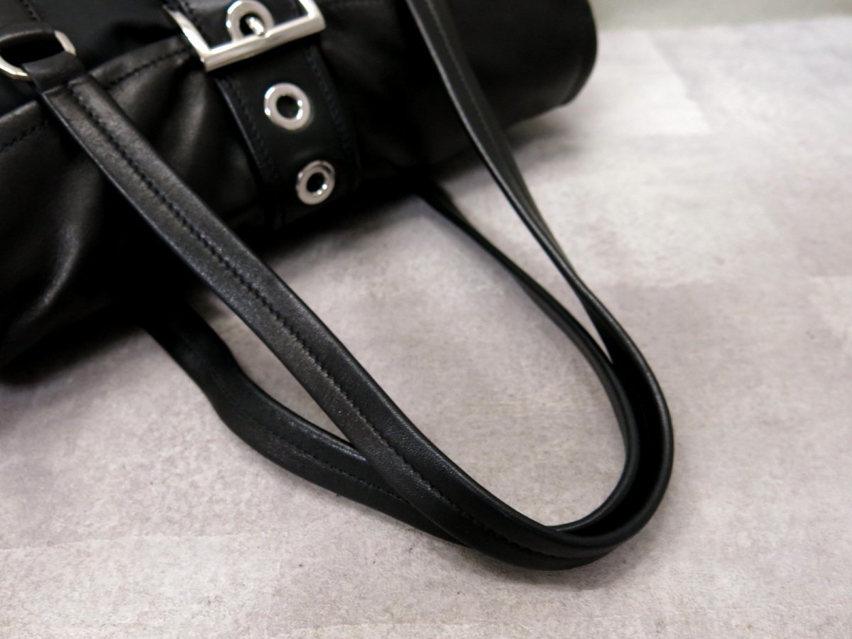 ○超美品○PRADA プラダ○メンズ○ポコノ ナイロン ラム レザー 本革 