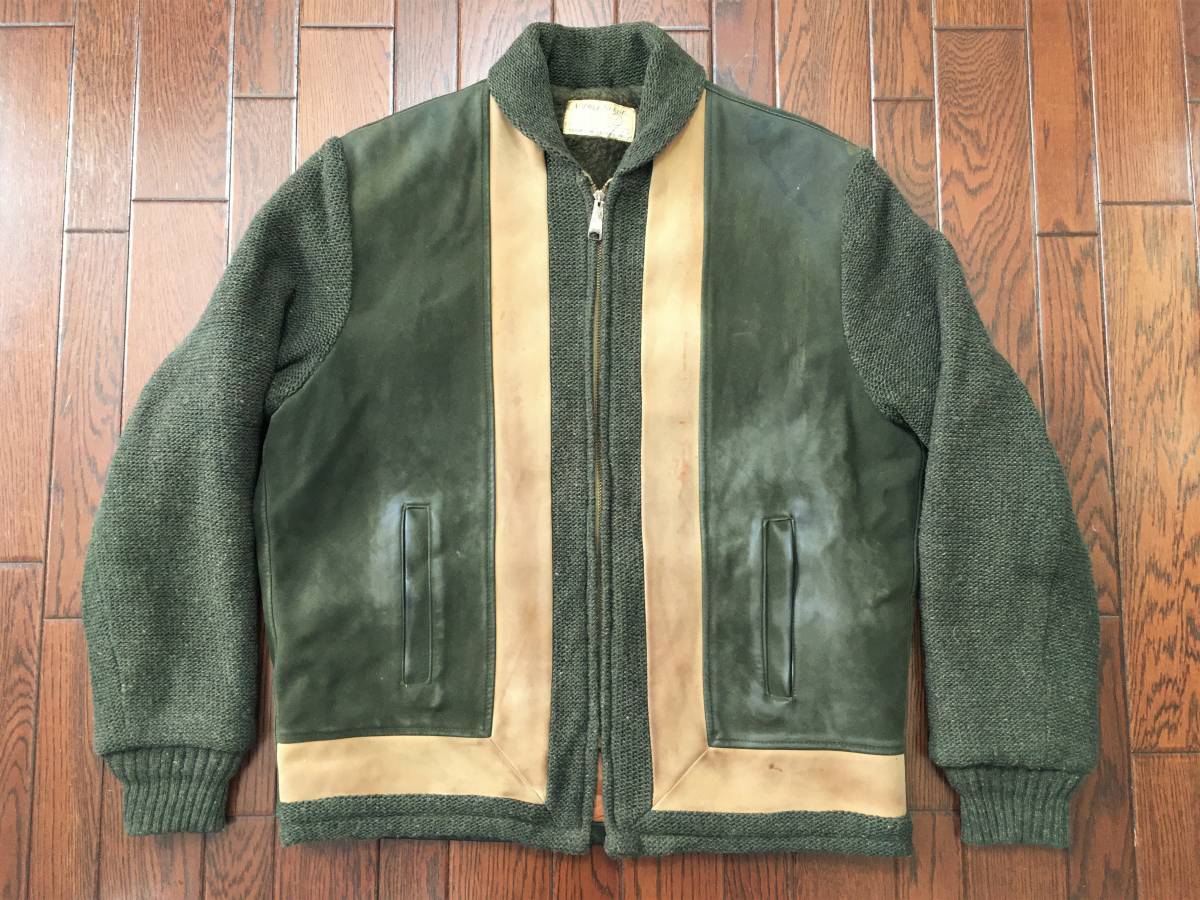 50's超希少NAPOLI SUEDEスウェードニット切り替えファラオジャケット ビンテージ NAPOLI SUEDE ニット レザー コンビ ファラオジャケット