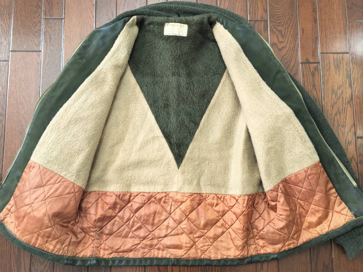 50's超希少NAPOLI SUEDEスウェードニット切り替えファラオジャケット ビンテージ NAPOLI SUEDE ニット レザー コンビ ファラオジャケット