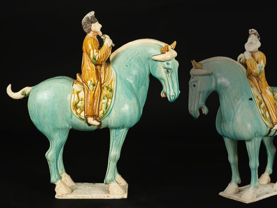 ○中国 三彩 人馬像 馬 人物○(施釉陶)｜売買されたオークション情報 