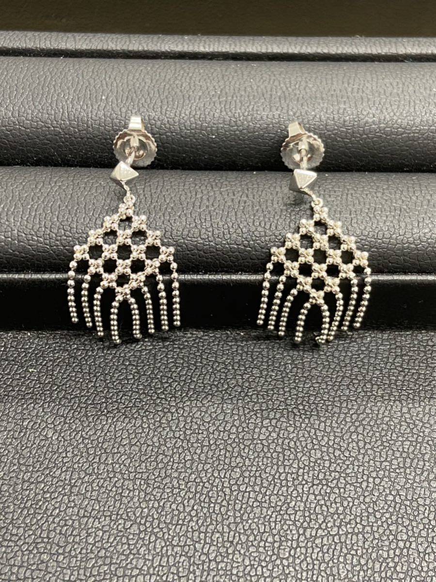 ティファニー　ピアス　カットボール　メッシュ　フリンジ　K18WG　2.8g