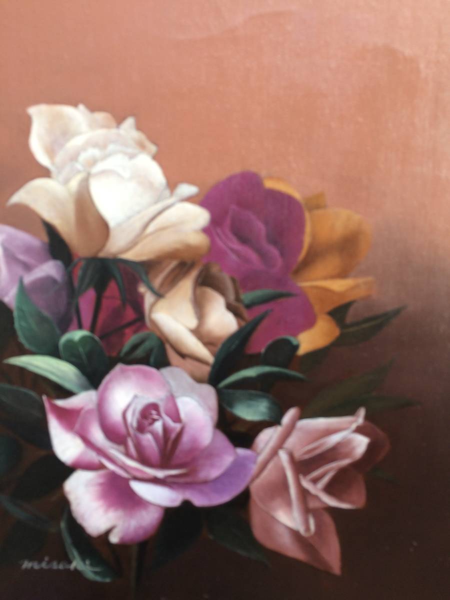 真作　原画　油彩　肉筆　絵画　薔薇　美術品　インテリア 真作 肉筆油絵 亀井みさき バラ 6F(静物画)｜売買されたオークション