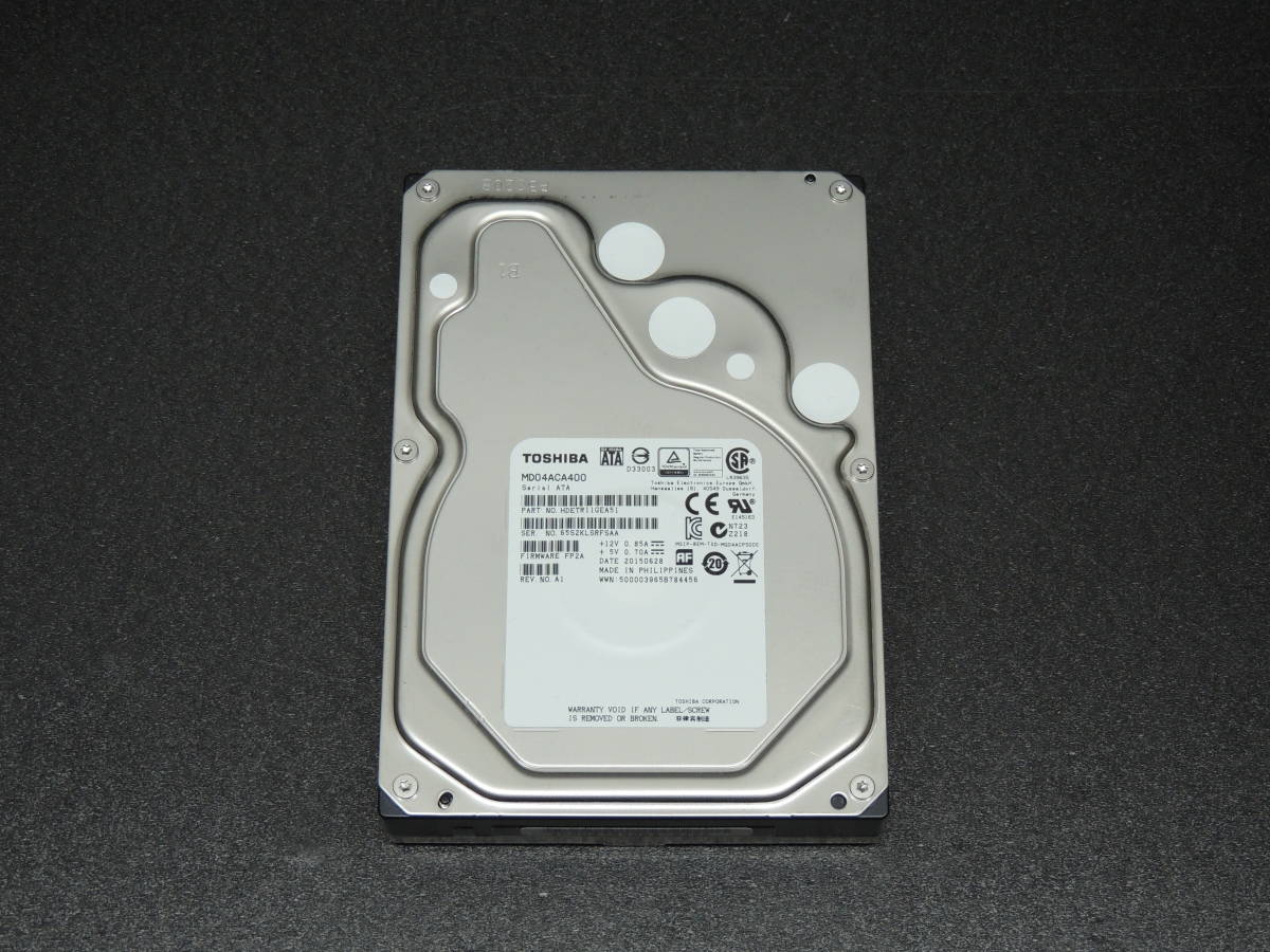 検品済み/使用1859時間】TOSHIBA 4TB HDD MD04ACA400 管理:m-55