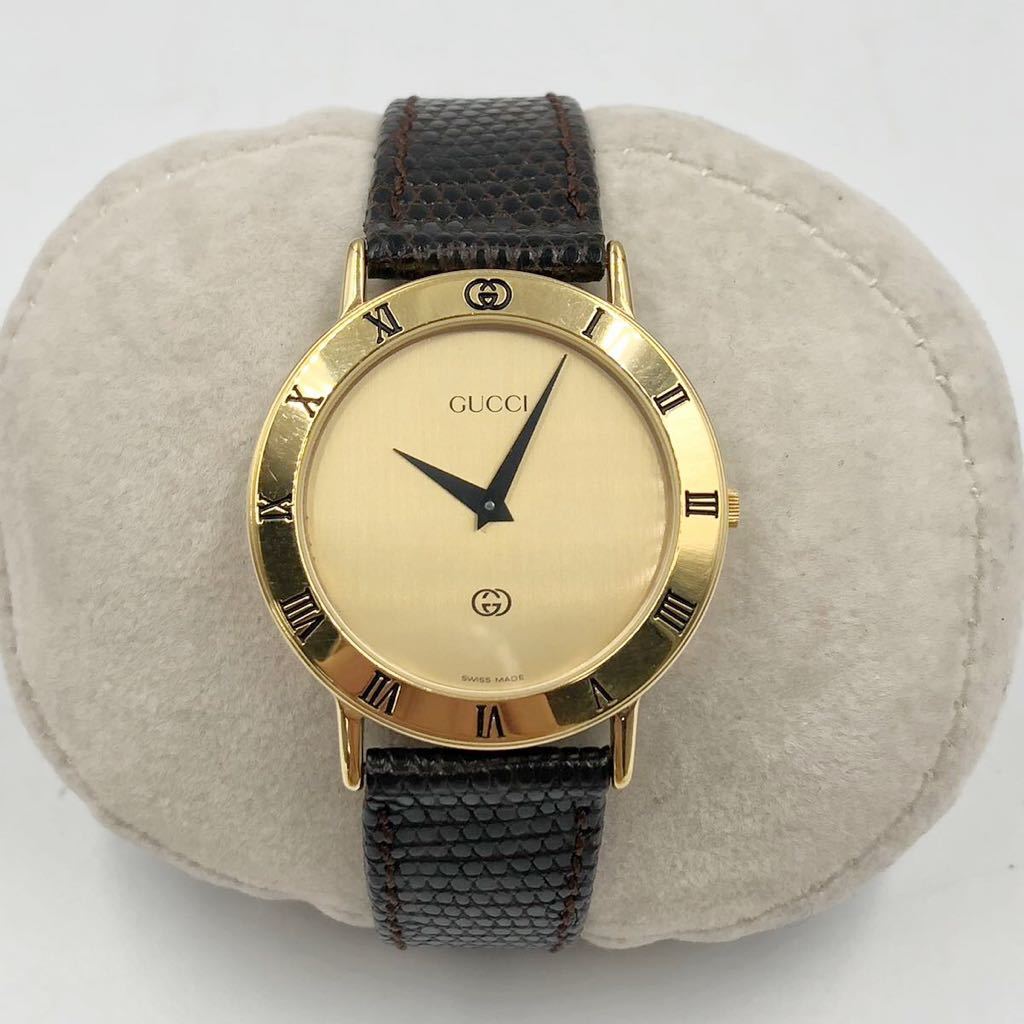 2.8HU-G34★GUCCI 腕時計★グッチ/3000M/ゴールドカラー/メンズ/男性用/quartz/クオーツ/Watch/ウォッチ/0 DC0