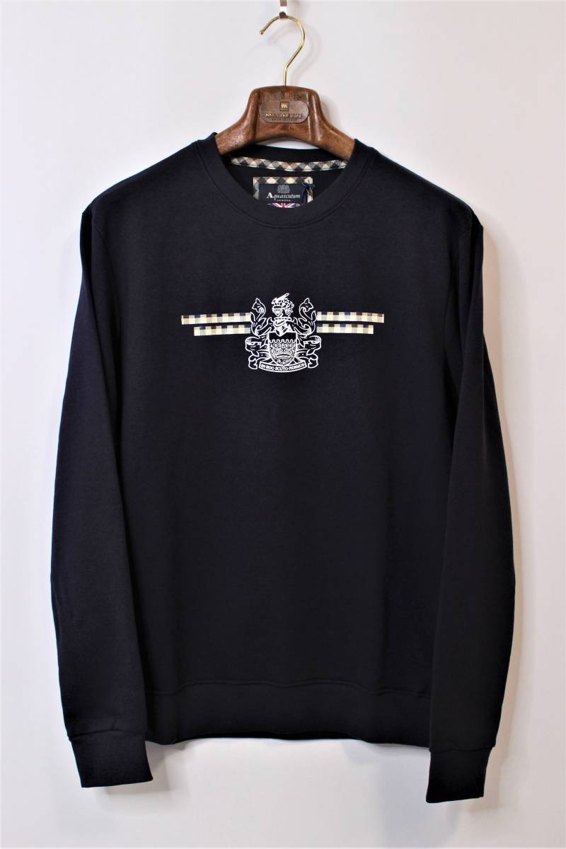 XＬ 通年 スペシャル特価「アクアスキュータム」イギリス王室御用達・スエット・ブランドロゴデザイン・ダークブルー♪サイズXＬ(52)