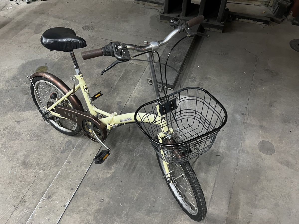 NO.706 シマノ変速6速 折り畳み自転車 前カゴ付き 乗って帰れます 調整済み 折りたたみ自転車