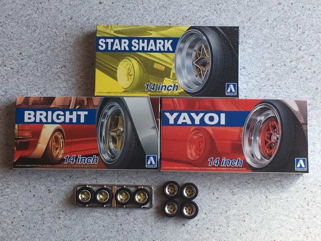 1/24　深リム改パーツ5台分　鉄珍+スターシャーク+ブライド+弥生+テクノレーシング　族車　街道　チバラギ　福岡　グラチャン　シャコタン