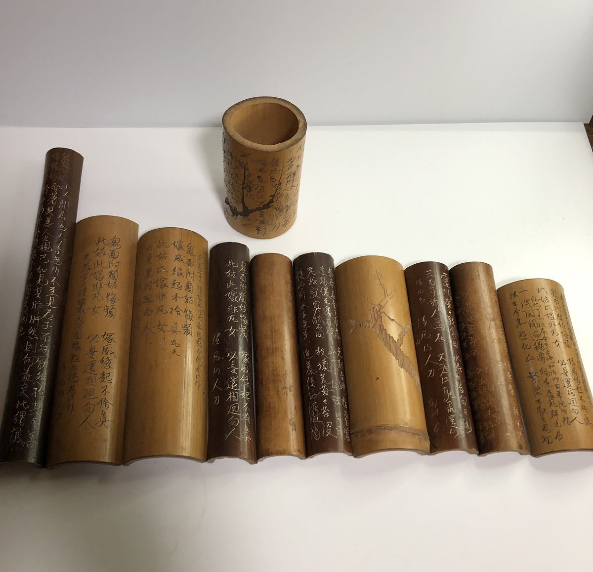 □02003□【茶道具】茶合10点 茶筒/竹筒 1点まとめて 竹製 煎茶道具
