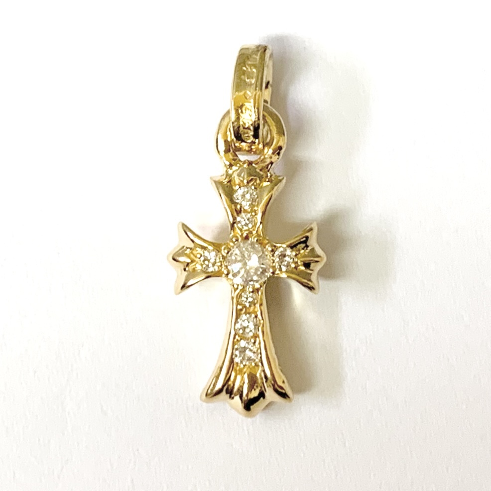 クロムハーツ CHROME HEARTS CHARM CH CRS BABY FAT GLD P/DMND ベビー ファット クロス チャーム 22K 純正ダイヤ 送料無料