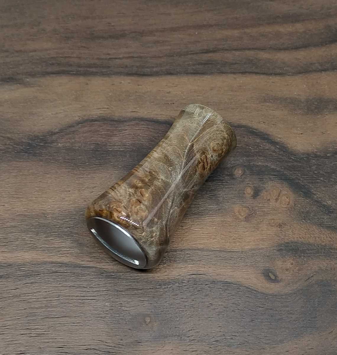 ■メイプル瘤 スタビライズドウッド B ブラウン系 ウッドノブ 丸型 ハンドメイド品■ダイワ、シマノ対応品