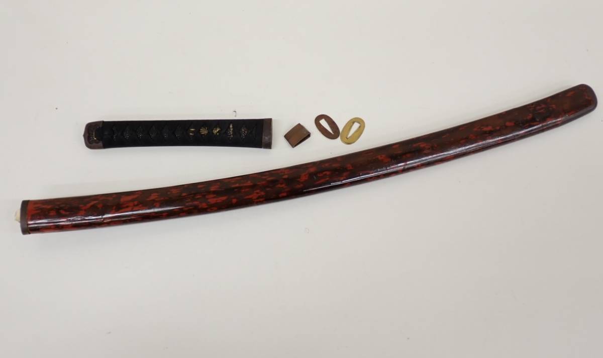 1円スタート 時代物 拵え 柄 目貫 鮫皮 鞘 ハバキ 切羽 武具 刀装具