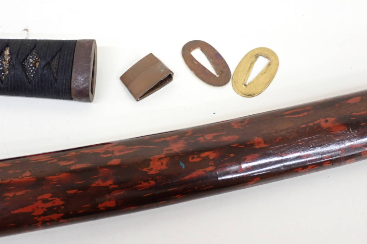 1円スタート 時代物 拵え 柄 目貫 鮫皮 鞘 ハバキ 切羽 武具 刀装具