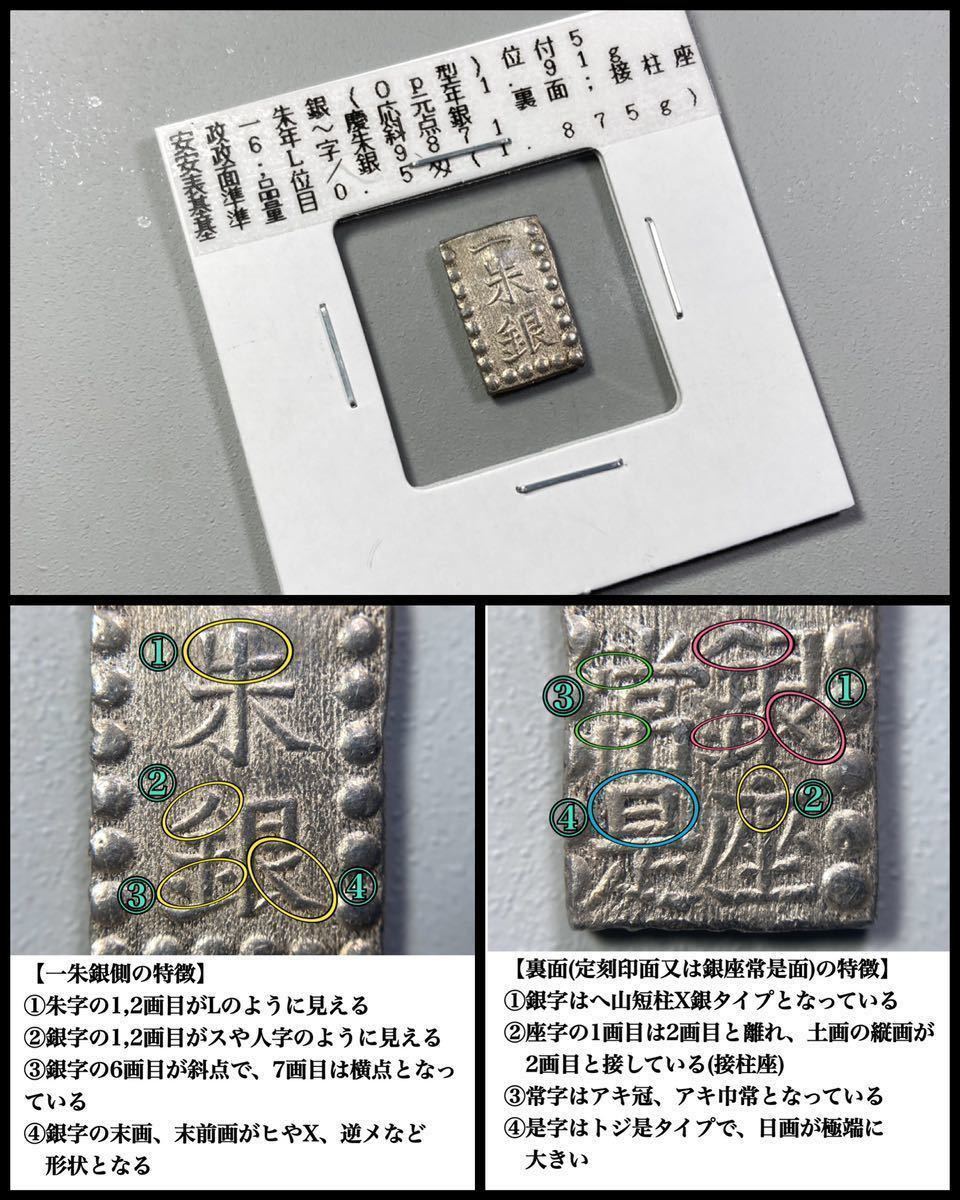 古銭 【安政一朱銀】Op型☆(表)L字朱斜点銀(裏)