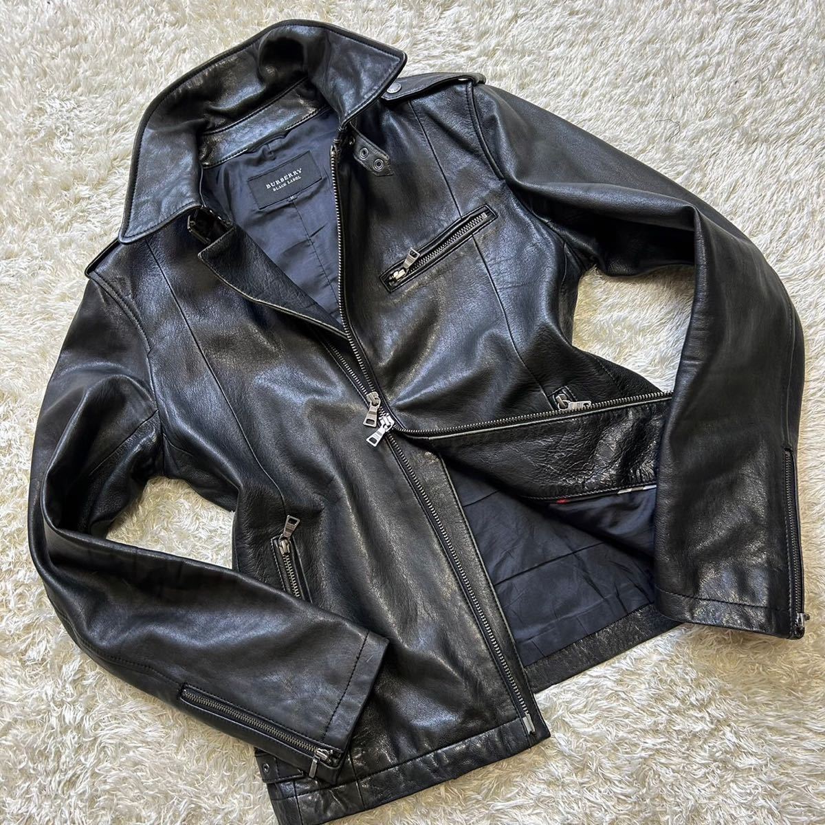 Burberry ブラックレーベル ライダースジャケット レザー