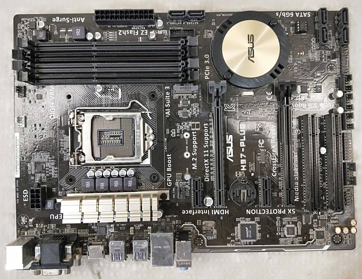 【中古パーツ】BIOS確認のみ、ASUS H97-PLUS マザーボード ＩＯパネル付 LGA1150 ■MB2271