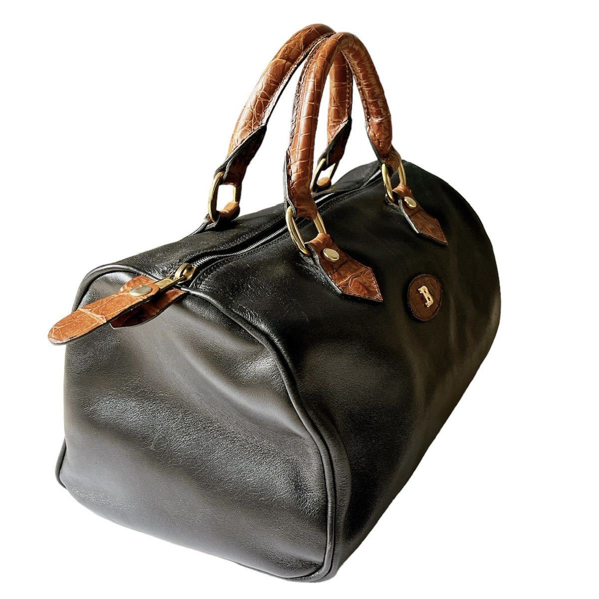 BALLY バリー ボストンバッグ 旅行用バッグ Bロゴ総柄 ゴールド金具 茶系