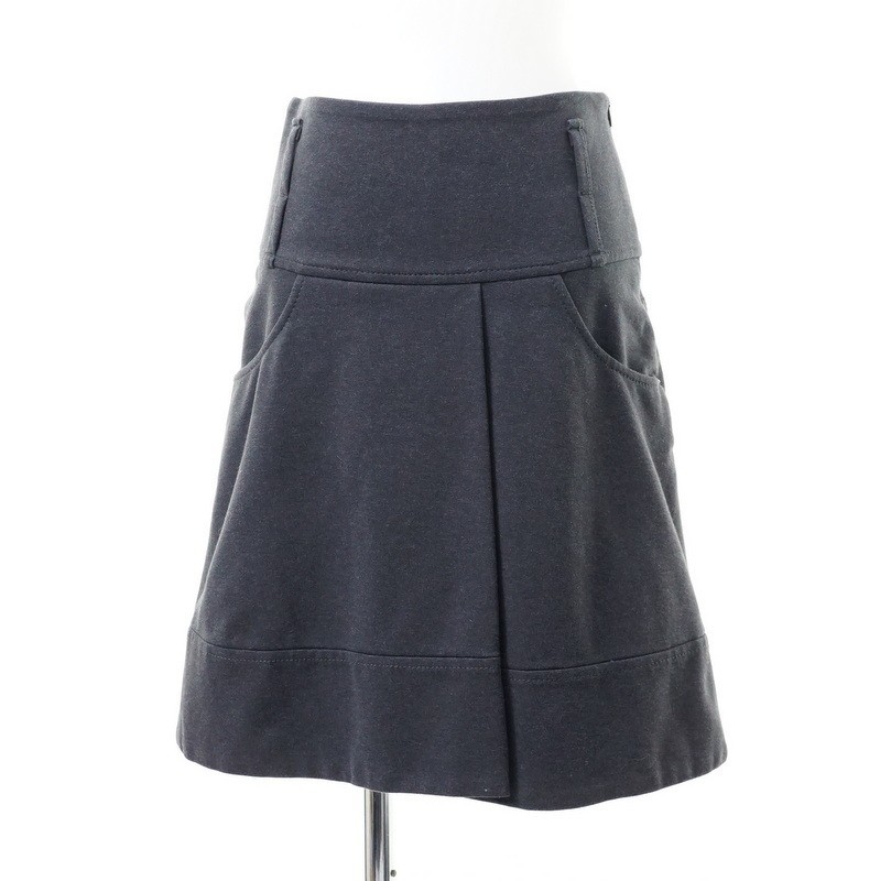 ME8456◆イタリア製*ブルネロクチネリ*BRUNELLO CUCINELLI*ウール*ストレッチ素材*スカート*40*チャコールグレー　