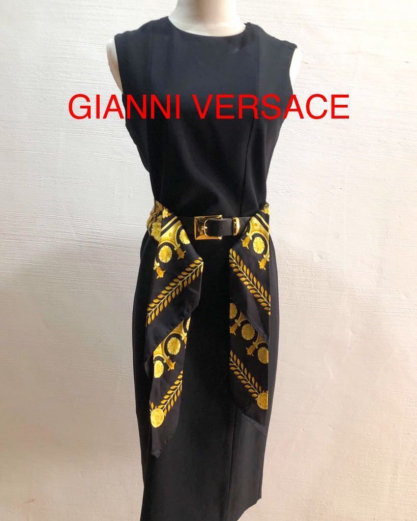 超希少 GIANNI VERSACE 本革 シルク スカーフドッキングベルト