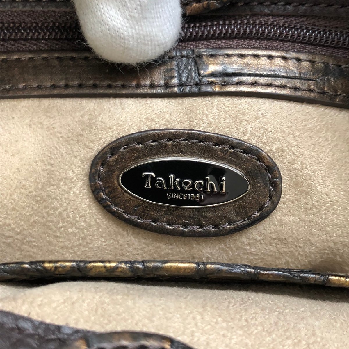 Takechi 武知 ショルダーバッグ 2点セット マットクロコ ブロンズ系 